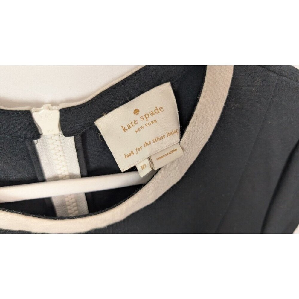 Kate Spade sz. 10 Daria Cap Sleeve Shift Dress White French Trim Exposed Zipper - Picture 5 of 7